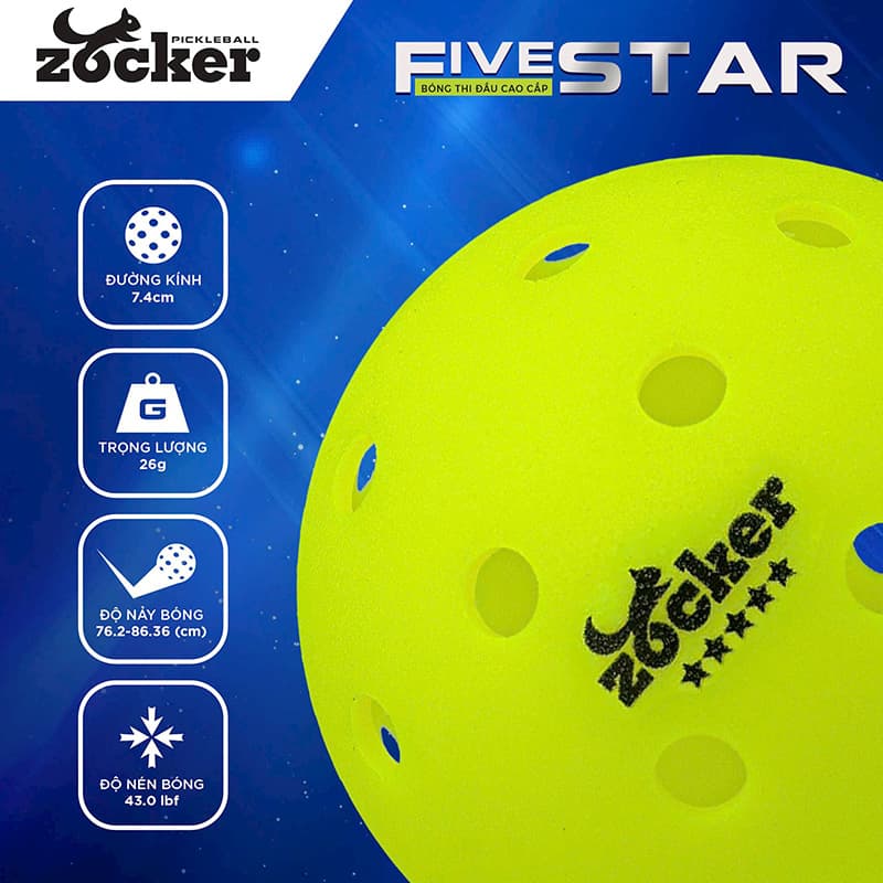 Bóng Pickleball Zocker Five Star